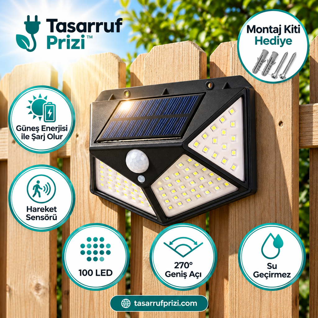 Tasarruf™ Güneş Enerjili Sensörlü Duvar Lambası