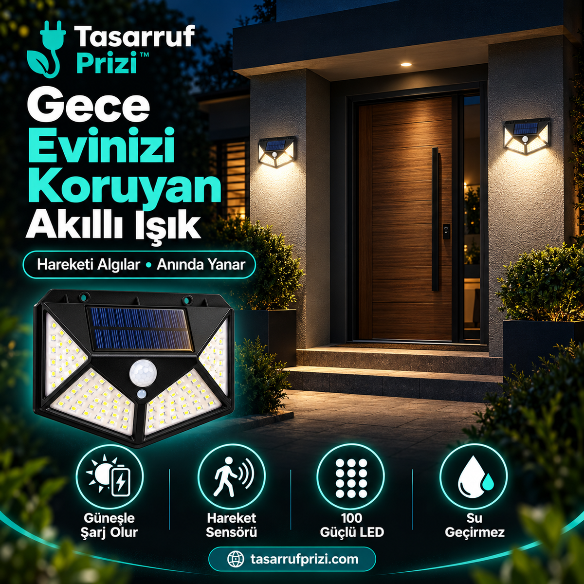 Tasarruf™ Güneş Enerjili Sensörlü Duvar Lambası