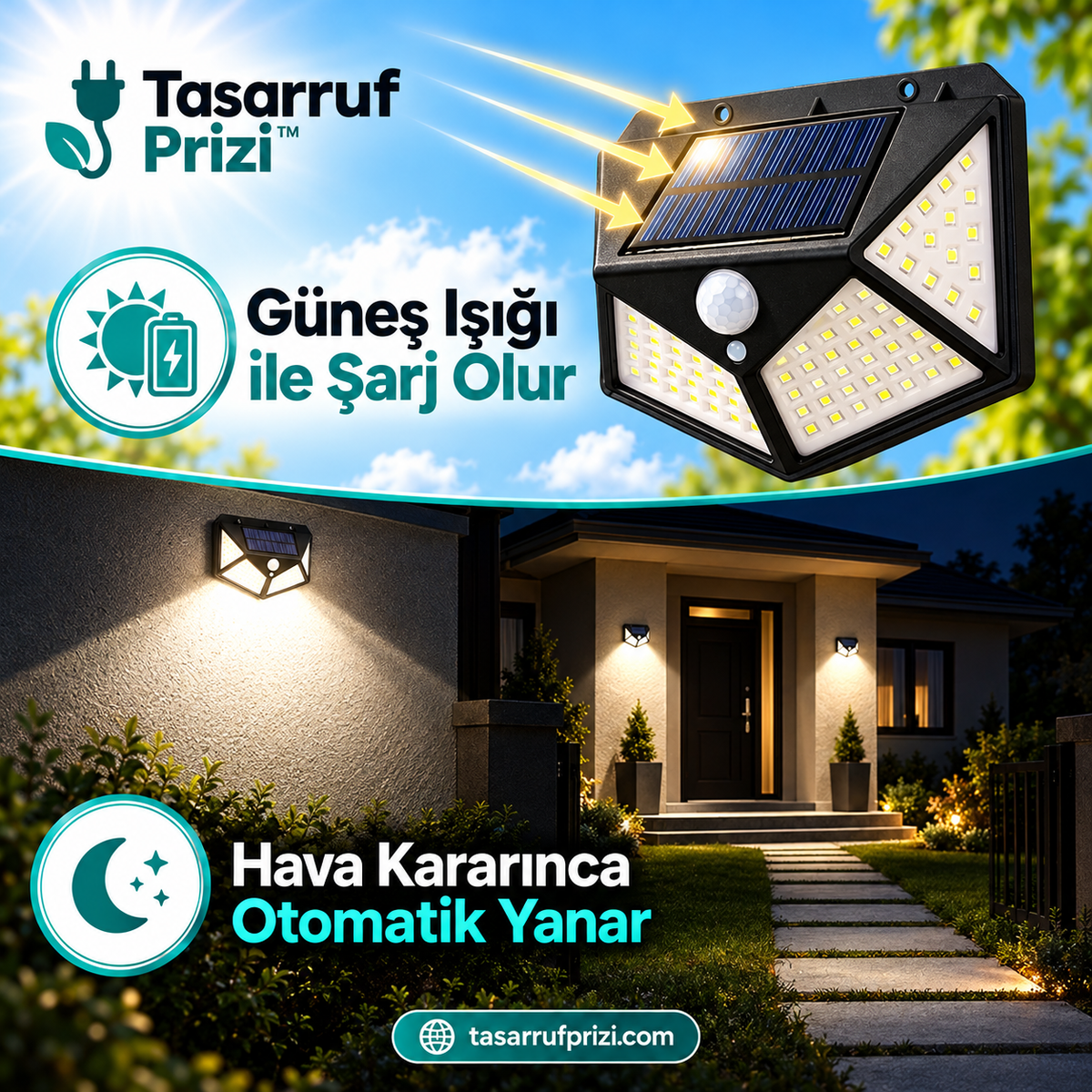Tasarruf™ Güneş Enerjili Sensörlü Duvar Lambası